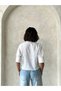 Cream Brown Floral Embroidered 100% Cotton Vintage Women's Shirt - 3