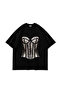 Fit Corset Printed Oversize Unisex Black Tshirt