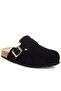 Women's Buckle Accent Slip-On Footbed Mules In Black