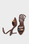 Women's Pointed Toe Ankle Strap Shoes with Sea Stone Detail, Daily Wear Heeled Shoes Marassi Brown Suede - 5