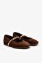 Mery Brown Suede Leather Women's Pearl Ballerinas - 4