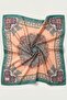 Vintage Motif Turquoise Soft Cotton Scarf - 2