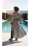 Hijab White Black Patterned Islamic Swimwear Set Kimono Pareo Set of 4 - 8