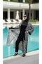 Hijab White Black Patterned Islamic Swimwear Set Kimono Pareo Set of 4 - 5
