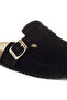 Women's Buckle Accent Slip-On Footbed Mules In Black - 4