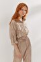 Elastic Waist Bomber Jacket and Trousers Set Beige - 2