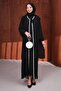 Black Front Tie-Detail Stone Abya Set - 3