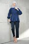Navy Blue Bel Tie-Detail Modal Casual Shirt - 2