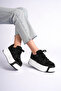 Venice Women's Black Lace-Up Thick Sole Sneakers Shoes - 2