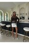 Black Sparkly Sheer Mesh Knit Blouse (Standard Size) - 5