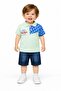 Baby Boy Polo Neck Star Patterned T-Shirt Denim Shorts 2-Piece Summer Set