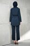 Navy Blue Button Detailed Tunic and Trousers Set - 4