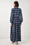 Women's Patterned Long Hijab Dress 2585 - M. Navy Blue - 5