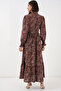 Women's Belted Hijab Dress 2589 - Brown - 6