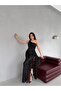 Black One Shoulder Buckle Detail Sequin Evening Dress - 2