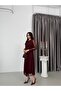 Burgundy Lace Embroidered Pleated Layered Dress - 2