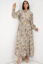 Women's Belted Hijab Dress 2589 - Beige