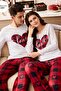 Red Plaid Piece Women's Couple Pajama Set - 2