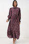 Women's Belted Hijab Dress 2589 - Burgundy - 4