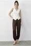 Women's Ecru Double-Breasted Collar Blouse with Gold Buckle Detail 2303 60283993 - 4