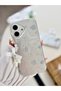 iPhone 17 Compatible Charm Pearl Ribbon Design E Stretchy Silicone Case with Toy - 4