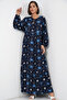 Women's Patterned Hijab Dress 2594 - Navy Blue