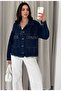 Short Denim Jacket with Stone Detail on Pockets