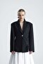 Nui̇t B Waist-Fitted Black Bird's Eye Detailed Jacket