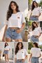 Cherry Strap White Crop Combed Cotton T-Shirt - Women's T-Shirt