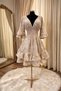 Women’s Floral V-Neck Mini Dress – Elegant Ruffle Sleeve, Smocked Waist, Flowy A-Line Summer Par - 3