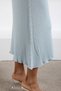 Blue Elastic Waistband Viscose Corded Fabric Women Knit Skirt - 7