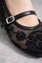 Flora Women's Black Pearl Embroidered Tü Tulle O Textured Antlı Ba Ballet Flats Ahat Flat Shoes Stc1266 - 3