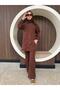 Brown Top and Bottom Two-Piece Hijab Tracksuit Set