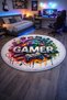 Non-Slip Sole Playstation Xbox Themed Machine with Washable Gamer Youth Rooms Rug 120X120