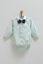 Baby Shirt with Bottom Fasteners and Bow Tie (Removable Bow Tie) Green Color