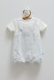 Baby Boy Romper with Car Embroidery 70% Cotton 30% Linen Salopet Look Summer Romper