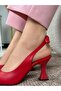 Royal Women's Leather Short Goblet Heel Pointed Toe Open Back Bow Detail Heeled Shoes - 3
