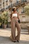 Women's Imported Doubleface Fabric Trousers K Belt I L Stretch Fabric Does Not Fade When Pulled - 3