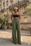 Women's Imported Doubleface Fabric Trousers K Belt I L Stretch Fabric Does Not Fade When Pulled - 3