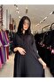 D905 Abaya with Internet Fabric Half Cloch - Black - 2