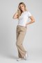 Women's Beige Cotton High Waist Wide Leg Muslin Palazzo Trousers - 2