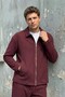 Men's Transitional Crepe Fabric Zippered Jacket & Green Trousers Claret Red Bottom Top Set Comfortable Fit Ls-0878 - 2