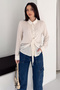 Waist Tie Detailed Shirt – Beige Charm - 2