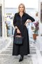 Black Collar Zippered Modal Long Dress - 2