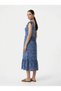 Apsen Women's Blue Floral Print Square Collar Flounce Sleeves Layered Skirt Midi Summer Dress 4524-115 - 3