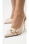 Premium Series Double Gold Buckled Thin High Gold Heeled Women's Wedding Party Evening Dress Stiletto Shoes
