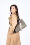 Women's Scarf Shoulder Bag , Large Size Zippered Vegan Leather Bag