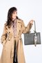 Women's Scarf Shoulder Bag , Large Size Zippered Vegan Leather Bag - 3