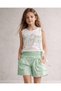 Girl's Strappy Blouse and Shorts Two-Piece Set – Letter B Printed Sequin Detail, 100% P Cotton Shorts Combination - 2