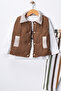Boy's Vest -Sweatshirt- Striped Pants 3-Piece Set (Ages 2-5) - 3
